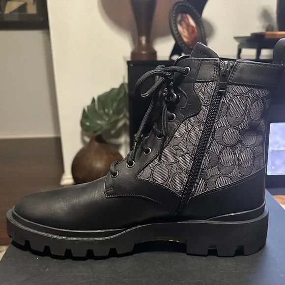 Coach Black and Gray Patterned Boots - Picture 2 of 5